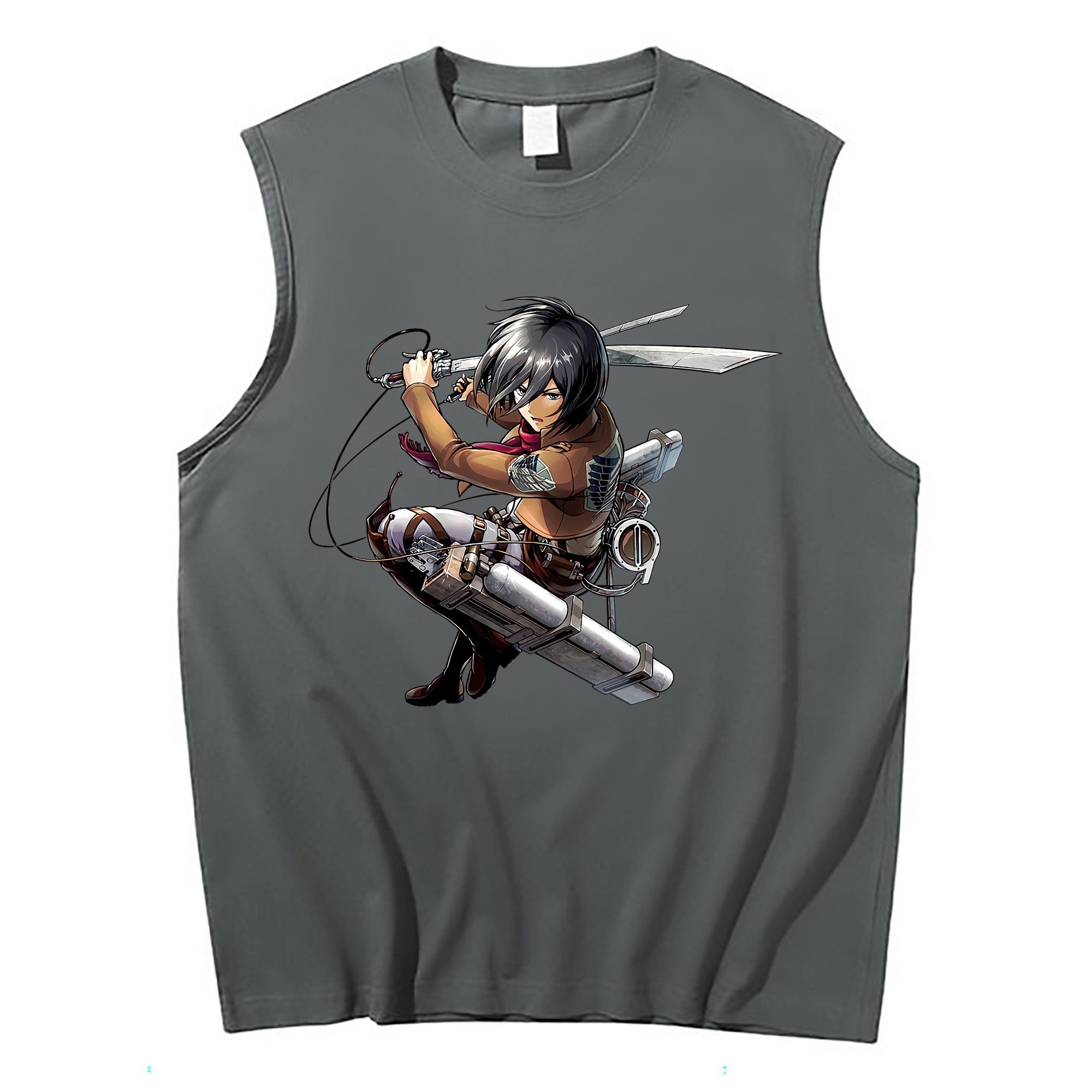 （画像用） 進撃の巨人 ミカサ·アッカーマン Attack on Titan Mikasa Ackerman コットン100％タンクトップ（フロントプリント）